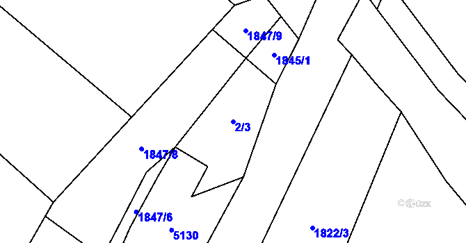 Parcela st. 2/3 v KÚ Krouna, Katastrální mapa