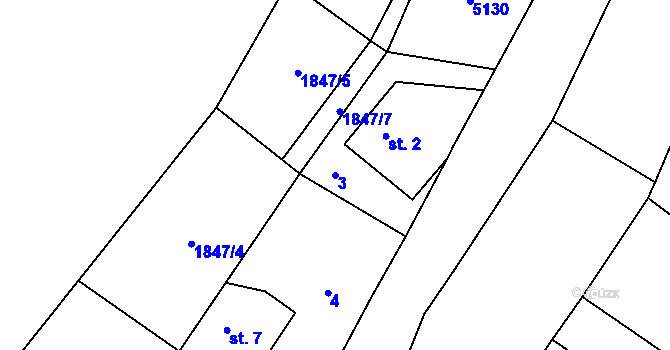 Parcela st. 3 v KÚ Krouna, Katastrální mapa