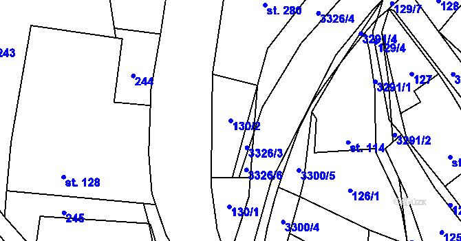 Parcela st. 130/2 v KÚ Krouna, Katastrální mapa