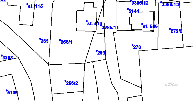 Parcela st. 269 v KÚ Krouna, Katastrální mapa