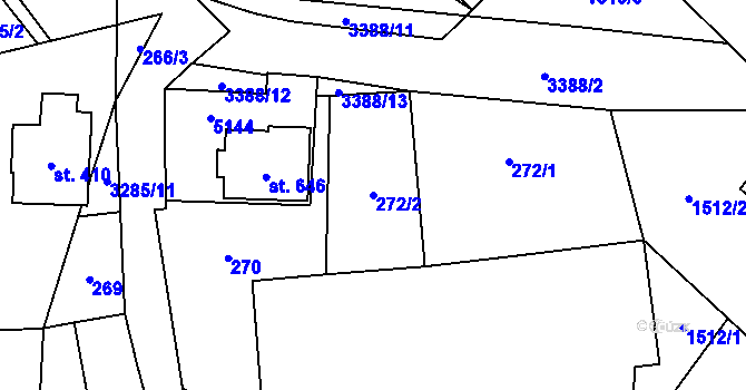 Parcela st. 272/2 v KÚ Krouna, Katastrální mapa