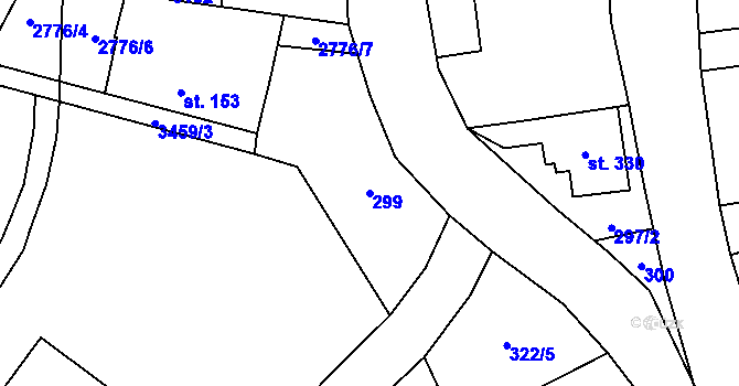 Parcela st. 299 v KÚ Krouna, Katastrální mapa