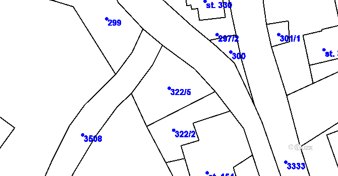 Parcela st. 322/5 v KÚ Krouna, Katastrální mapa