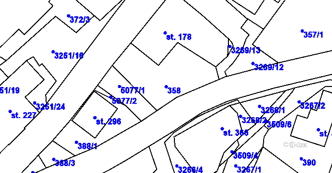 Parcela st. 358 v KÚ Krouna, Katastrální mapa