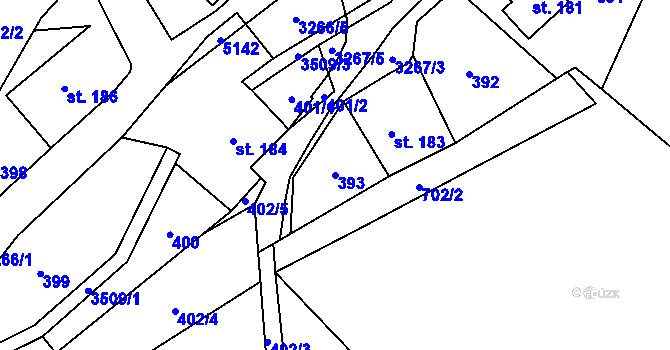 Parcela st. 393 v KÚ Krouna, Katastrální mapa