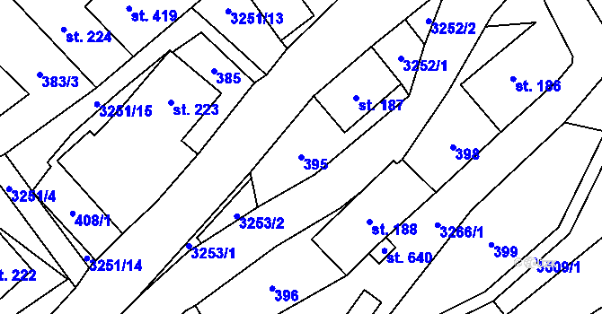 Parcela st. 395 v KÚ Krouna, Katastrální mapa