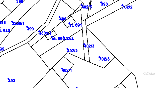 Parcela st. 402/3 v KÚ Krouna, Katastrální mapa