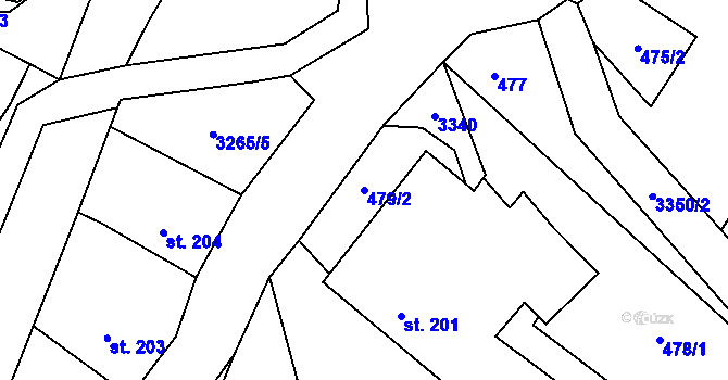 Parcela st. 479/2 v KÚ Krouna, Katastrální mapa