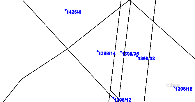 Parcela st. 1398/14 v KÚ Krouna, Katastrální mapa
