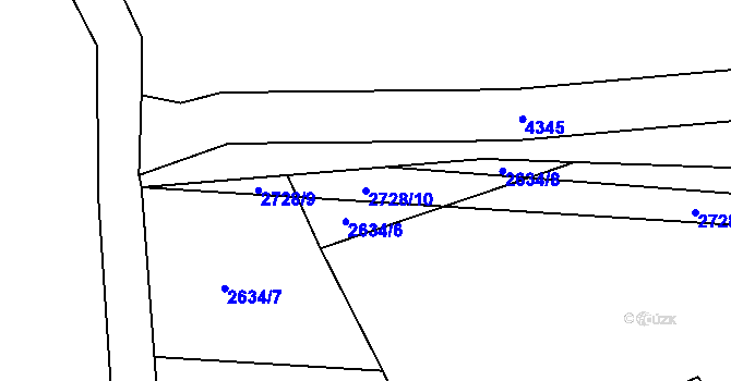 Parcela st. 2728/10 v KÚ Krouna, Katastrální mapa