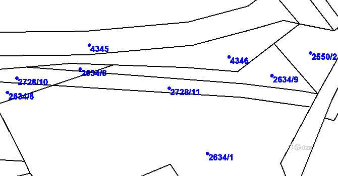 Parcela st. 2728/11 v KÚ Krouna, Katastrální mapa