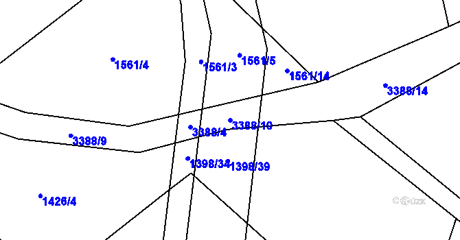 Parcela st. 3388/10 v KÚ Krouna, Katastrální mapa