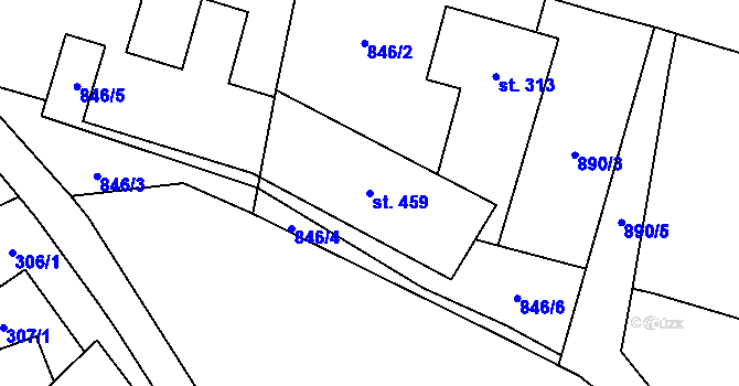 Parcela st. 459 v KÚ Krouna, Katastrální mapa