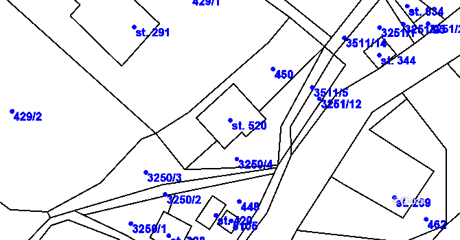 Parcela st. 520 v KÚ Krouna, Katastrální mapa