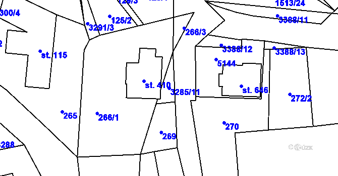Parcela st. 3285/11 v KÚ Krouna, Katastrální mapa