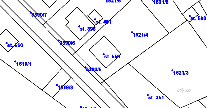 Parcela st. 559 v KÚ Krouna, Katastrální mapa