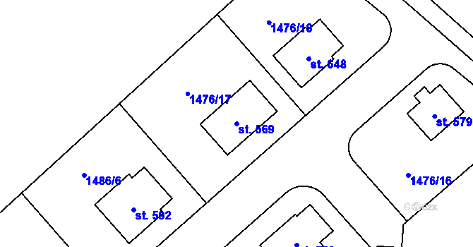 Parcela st. 569 v KÚ Krouna, Katastrální mapa