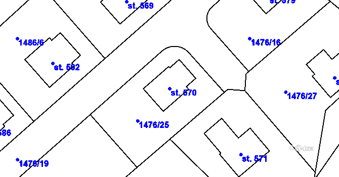 Parcela st. 570 v KÚ Krouna, Katastrální mapa