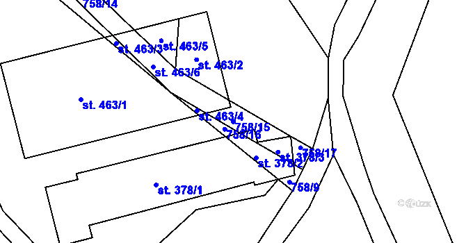 Parcela st. 758/15 v KÚ Krouna, Katastrální mapa
