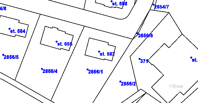 Parcela st. 582 v KÚ Krouna, Katastrální mapa