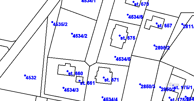 Parcela st. 4534 v KÚ Krouna, Katastrální mapa