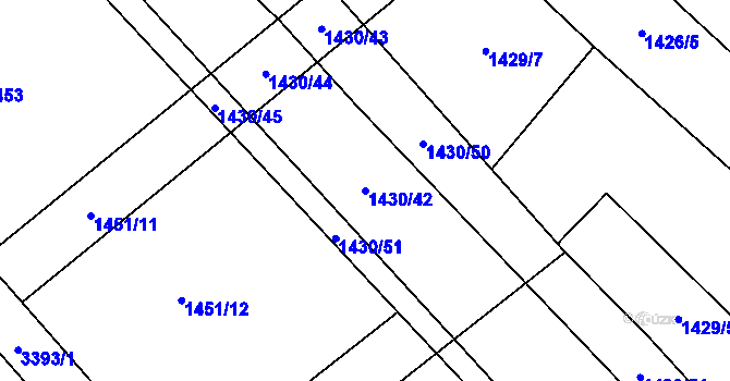 Parcela st. 1430/42 v KÚ Krouna, Katastrální mapa