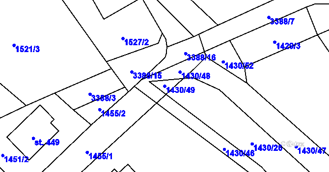 Parcela st. 1430/49 v KÚ Krouna, Katastrální mapa