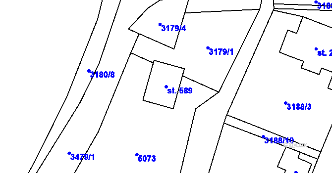 Parcela st. 589 v KÚ Krouna, Katastrální mapa