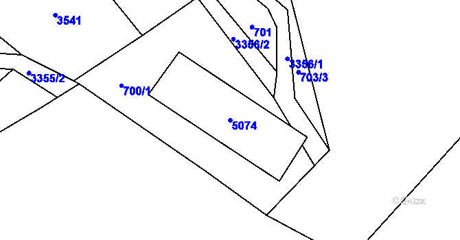 Parcela st. 5074 v KÚ Krouna, Katastrální mapa
