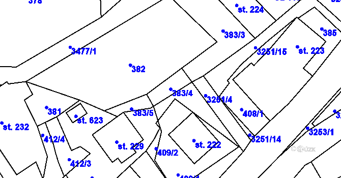 Parcela st. 383/4 v KÚ Krouna, Katastrální mapa
