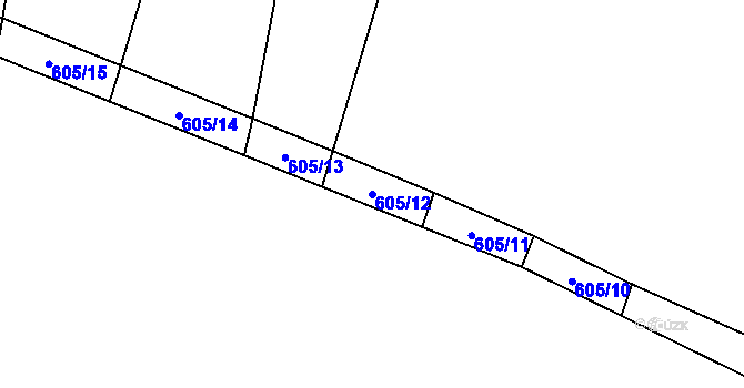 Parcela st. 605/12 v KÚ Krouna, Katastrální mapa