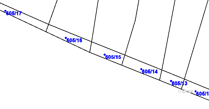 Parcela st. 605/15 v KÚ Krouna, Katastrální mapa