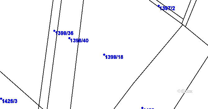 Parcela st. 1398/18 v KÚ Krouna, Katastrální mapa