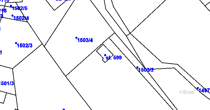 Parcela st. 599 v KÚ Krouna, Katastrální mapa