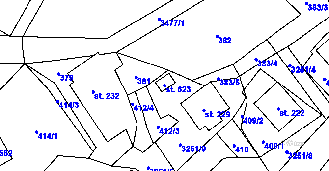 Parcela st. 623 v KÚ Krouna, Katastrální mapa
