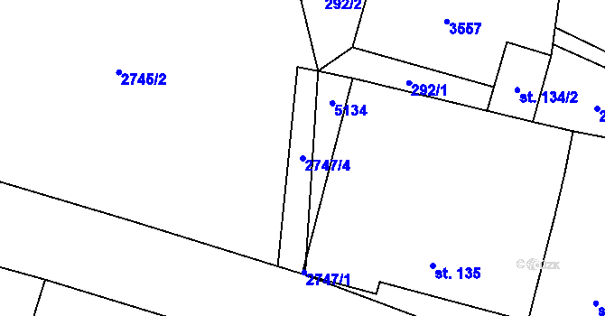 Parcela st. 2747/4 v KÚ Krouna, Katastrální mapa