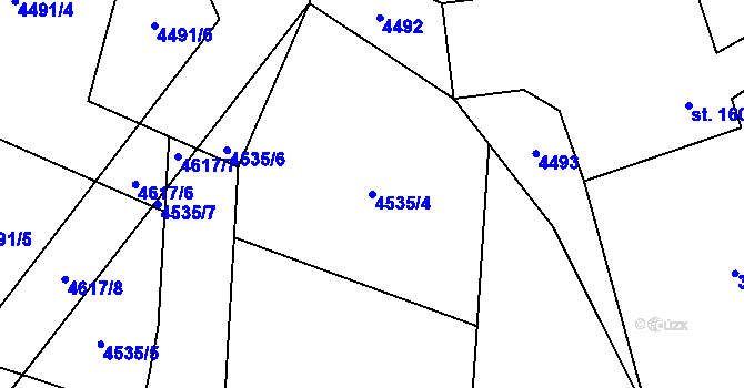 Parcela st. 4535/4 v KÚ Krouna, Katastrální mapa