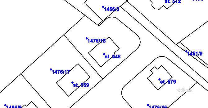 Parcela st. 648 v KÚ Krouna, Katastrální mapa