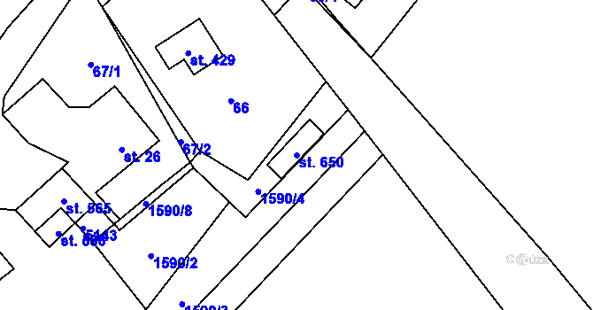 Parcela st. 650 v KÚ Krouna, Katastrální mapa