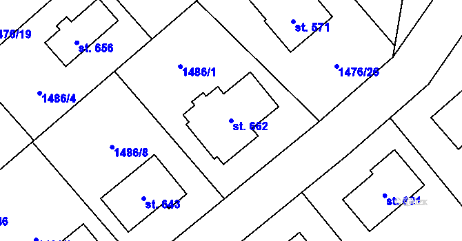 Parcela st. 662 v KÚ Krouna, Katastrální mapa