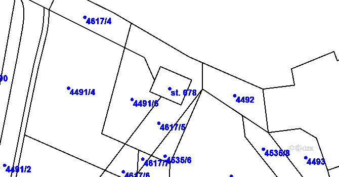 Parcela st. 678 v KÚ Krouna, Katastrální mapa