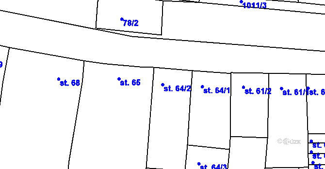 Parcela st. 64/2 v KÚ Kroužek, Katastrální mapa