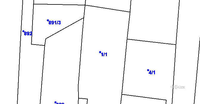 Parcela st. 1/1 v KÚ Kroužek, Katastrální mapa