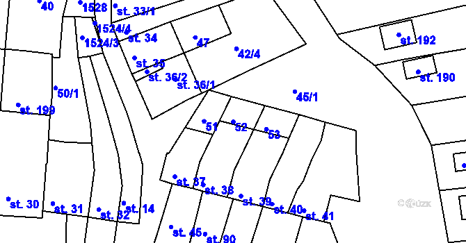 Parcela st. 52 v KÚ Kroužek, Katastrální mapa