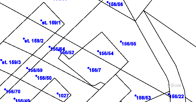 Parcela st. 156/54 v KÚ Kroužek, Katastrální mapa