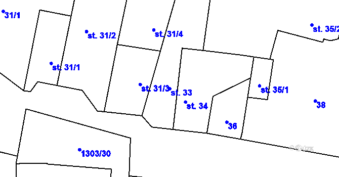 Parcela st. 33 v KÚ Krpy, Katastrální mapa