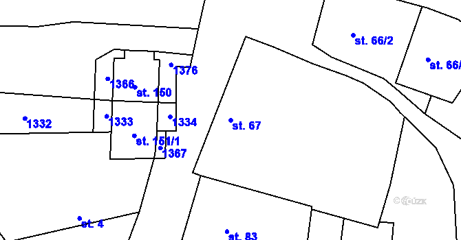 Parcela st. 67 v KÚ Krpy, Katastrální mapa