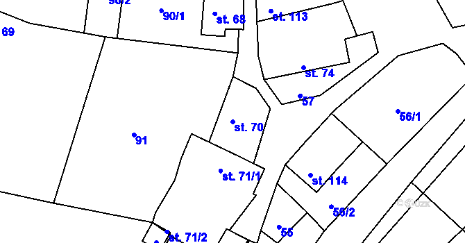 Parcela st. 70 v KÚ Krpy, Katastrální mapa