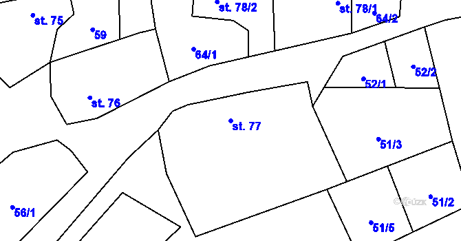 Parcela st. 77 v KÚ Krpy, Katastrální mapa