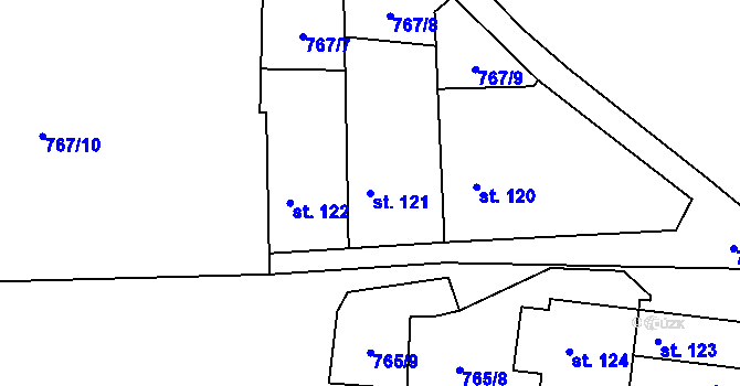 Parcela st. 121 v KÚ Krpy, Katastrální mapa
